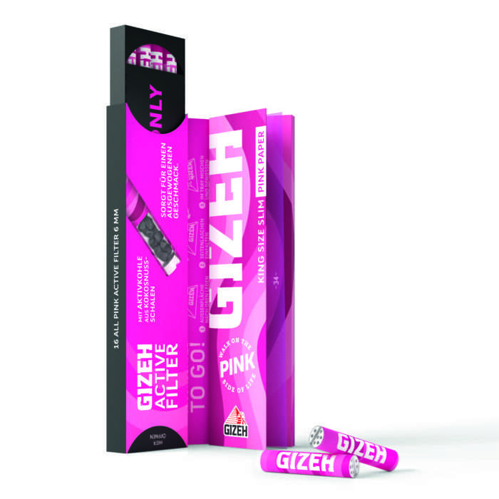 GIZEH PINK King Size Slim + Active Filter – Bild 1
