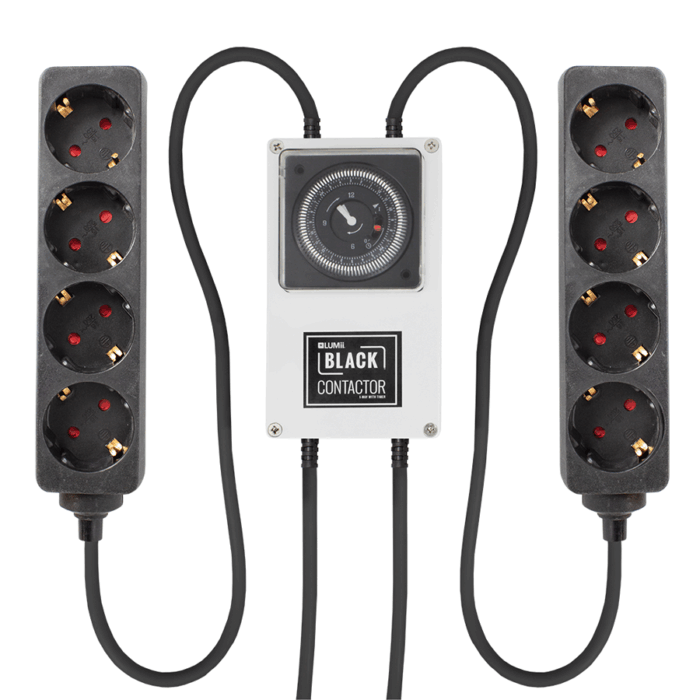 LUMii BLACK, Zeitschaltuhr mit 2x 4-fach Steckerleiste, Schuko Timer Box Relais – Bild 1